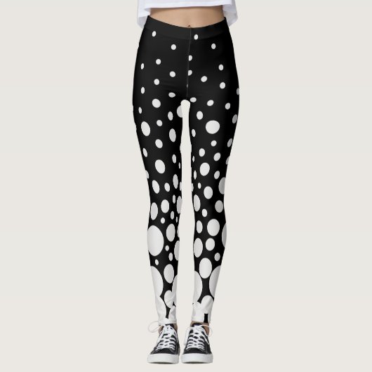 Schwarz-Weiß-Punkte Leggings (Vorderseite)