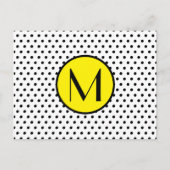 Schwarz-Weiß-Punkte mit gelbem Monogramm Postkarte (Vorderseite)
