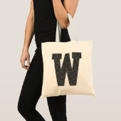 Schwarz-Weiß-Punkte-Monogramm Tragetasche (Vorderseite (Produkt))