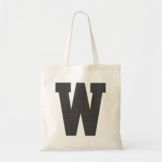 Schwarz-Weiß-Punkte-Monogramm Tragetasche (Vorne)