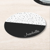 Schwarz-Weiß-Punkte Runder Pappuntersetzer (Angewinkelt)