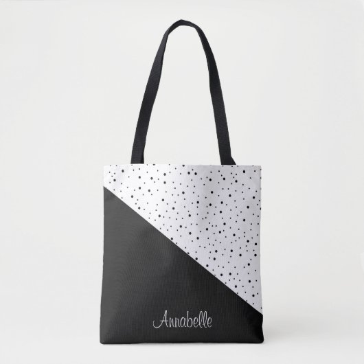 Schwarz-Weiß-Punkte Tasche (Vorderseite)