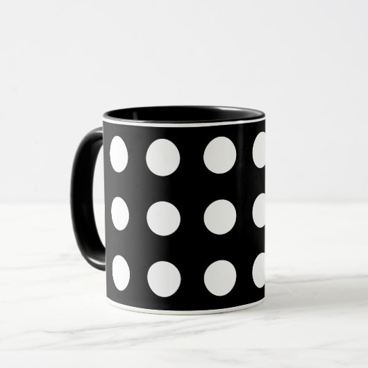 Schwarz-Weiß-Punkte-Tasse Tasse (Vorderseite Links)