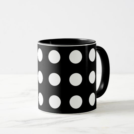 Schwarz-Weiß-Punkte-Tasse Tasse (VorderseiteRechts)