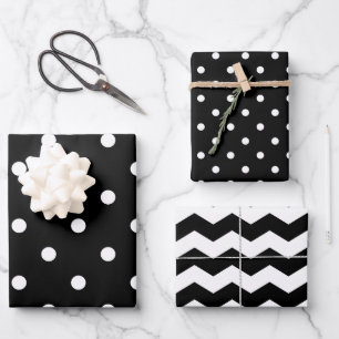 Schwarz-Weiß-Punkte zag minimalistisch Geschenkpapier Set