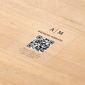 Schwarz-Weiß-QR-Code-Hochzeit Acryleinladungen (Ablage )