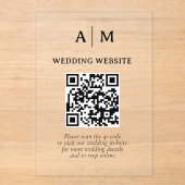 Schwarz-Weiß-QR-Code-Hochzeit Acryleinladungen (Vorderseite)