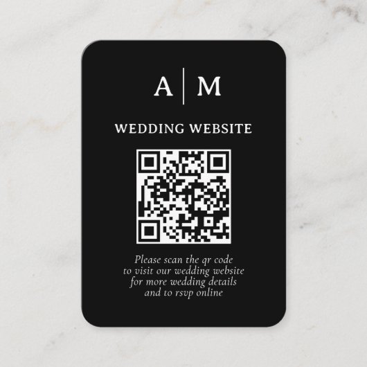 Schwarz-Weiß-QR-Code-Hochzeit Begleitkarte (Vorderseite)