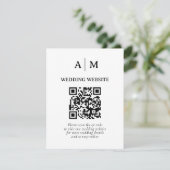 Schwarz-Weiß-QR-Code-Hochzeit RSVP Karte (Stehend Vorderseite)