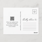 Schwarz Weiß QR-Code Hochzeit Save The Date Postkarte (Rückseite)