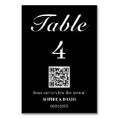 Schwarz-Weiß-QR-Code Hochzeit Tischnummer (Rückseite)
