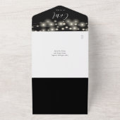 Schwarz-Weiß QR Code Mason Jars Lights Hochzeit All In One Einladung (Außenbereich)