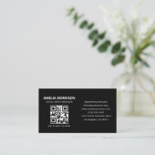 Schwarz-Weiß-QR-Code Minimalist Professional Visitenkarte (Stehend Vorderseite)