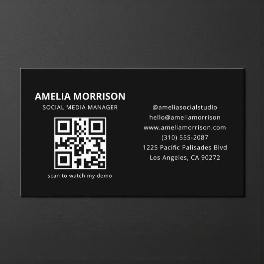 Schwarz-Weiß-QR-Code Minimalist Professional Visitenkarte