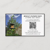 Schwarz-Weiß-QR-Code Professional 2 Foto Floral Visitenkarte (Rückseite)