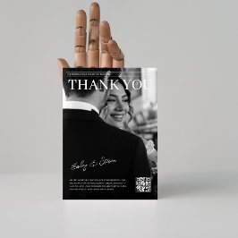 Schwarz-Weiß-QR-Codeliste für Hochzeiten Dankeskarte