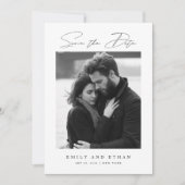 Schwarz-Weiß-QR-Foto für Hochzeiten Save the Date Einladung (Vorderseite)