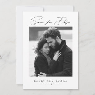 Schwarz-Weiß-QR-Foto für Hochzeiten Save the Date Einladung