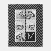Schwarz-weiß-Quadrat-5-Fotoleitermonogramm Fleecedecke (Vorderseite)