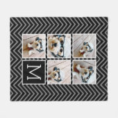 Schwarz-weiß-Quadrat-5-Fotoleitermonogramm Fleecedecke (Vorderseite (Horizontal))