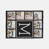 Schwarz-Weiß-Quadrat 8-Fotoleitermonogramm Fleecedecke (Vorderseite (Horizontal))