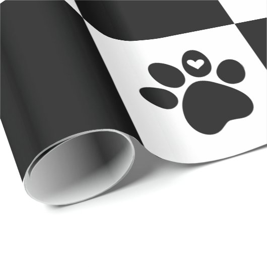 Schwarz-Weiß-Quadrat Geschenkpapier (Rolleneckpunkt)