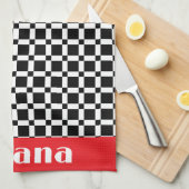 Schwarz-Weiß-Quadrat Geschirrtuch (Viertel Falte)