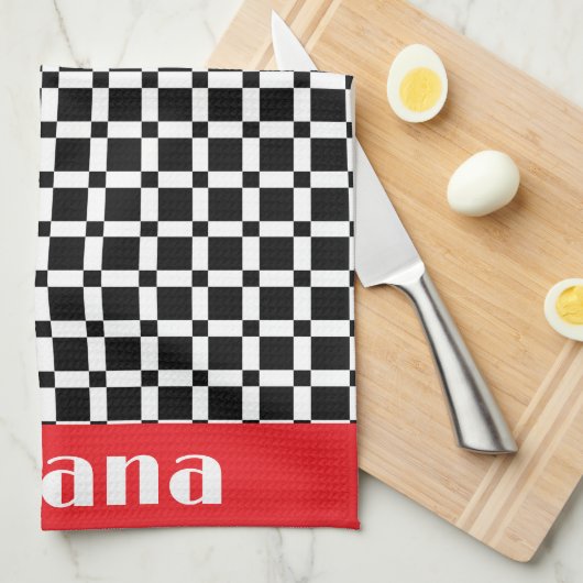 Schwarz-Weiß-Quadrat Geschirrtuch (Viertel Falte)