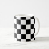 Schwarz-Weiß-Quadrat-Muster Kaffeetasse (VorderseiteRechts)
