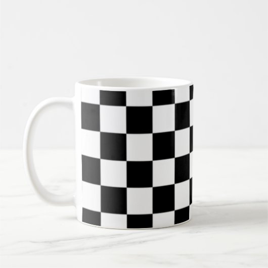 Schwarz-Weiß-Quadrat-Muster Kaffeetasse (Links)