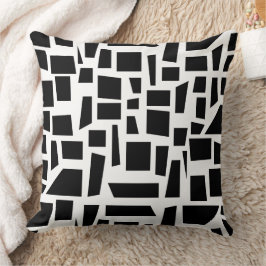 Schwarz & Weiß Quadrat & Rechteck Muster Art Kissen