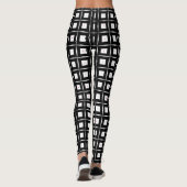 Schwarz-Weiß-Quadrate Op Art Geometric Muster Leggings (Rückseite)