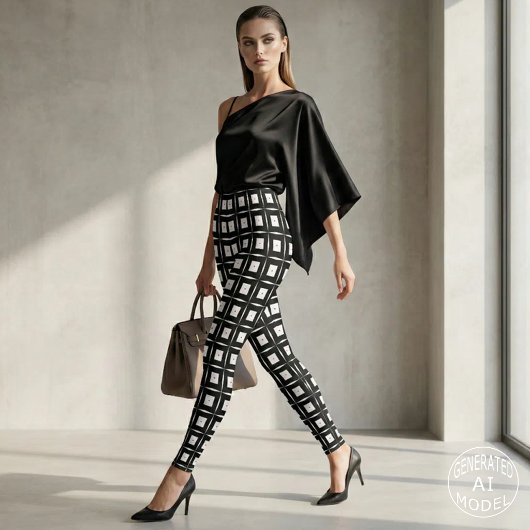 Schwarz-Weiß-Quadrate Op Art Geometric Muster Leggings
