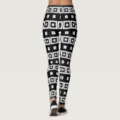 Schwarz-Weiß-Quadrate Op Art Geometric Muster Leggings (Rückseite)