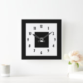 Schwarz-Weiß-Quadrate Quadratische Wanduhr (Zuhause)