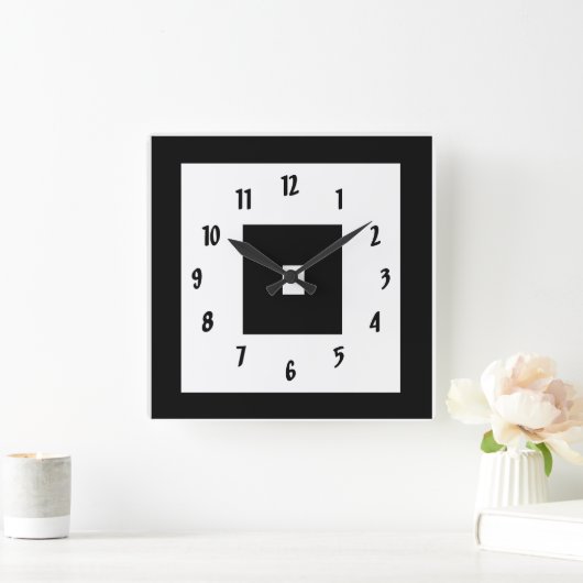 Schwarz-Weiß-Quadrate Quadratische Wanduhr (Zuhause)
