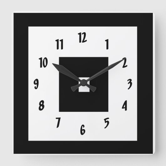 Schwarz-Weiß-Quadrate Quadratische Wanduhr (Vorderseite)