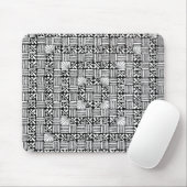 Schwarz-Weiß-Quadrate- und Streifenmuster-Design Mousepad (Mit Mouse)