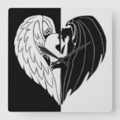 Schwarz-weiß Quadratische Wanduhr (Vorderseite)