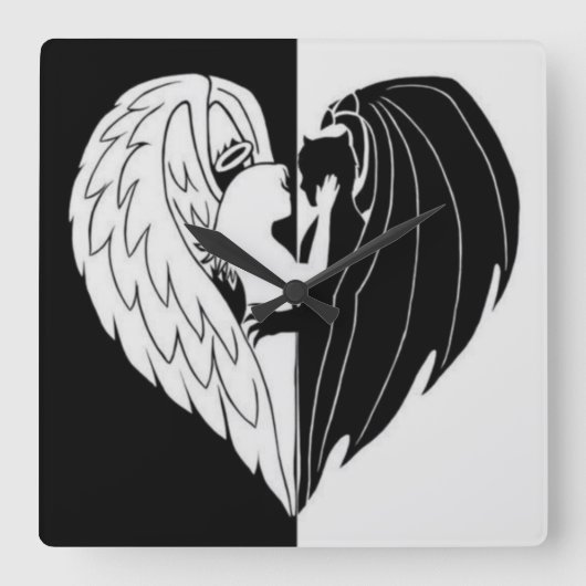 Schwarz-weiß Quadratische Wanduhr (Vorderseite)