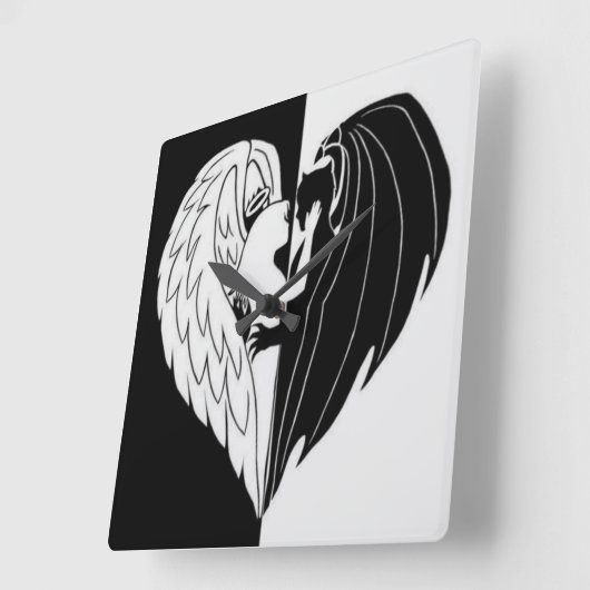 Schwarz-weiß Quadratische Wanduhr (Winkel)