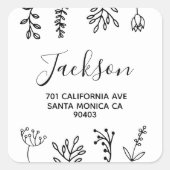 schwarz-weiß quadratischer aufkleber (Vorderseite)