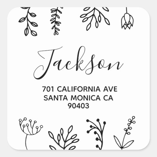 schwarz-weiß quadratischer aufkleber (Vorderseite)