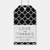 Schwarz-Weiß-Quatrefolie, Lattizenarbeit, Hochzeit Geschenkanhänger (Vorderseite)