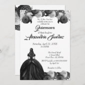 Schwarz-Weiß-Quinceanera Einladung (Vorne/Hinten)
