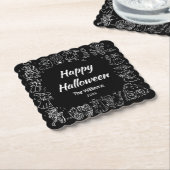 Schwarz-Weiß-Quirky Hand Draodles Halloween Untersetzer (angewinkelt)