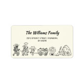 Schwarz-Weiß-Quirky-Handgezeichnetes Cowboy Hallow Adressaufkleber (Vorne)