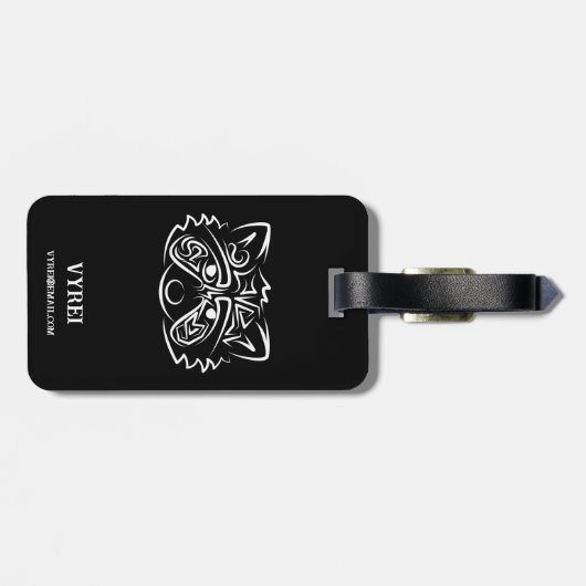 Schwarz-Weiß-Raccoon Gepäckanhänger (Rückseite horizontal)