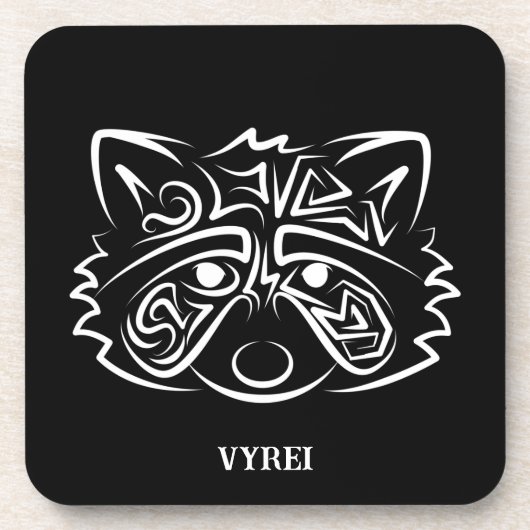 Schwarz-Weiß-Raccoon Getränkeuntersetzer (Vorderseite)