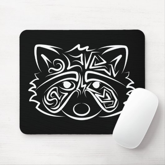 Schwarz-Weiß-Raccoon Mousepad (Mit Mouse)